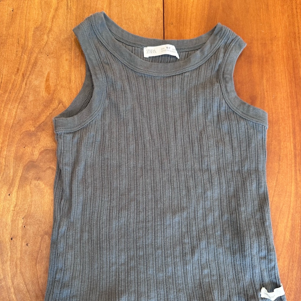 Zara Kids Charcoal Ribbed Tank Top